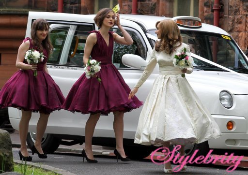 Bride Kerry Nixon with bridesmaid Keira Knightley middle before her