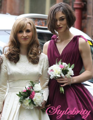 Bride Kerry Nixon poses with bridesmaid Keira Knightley right before her 