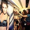 Helena Christensen launches the Triumph Essence lingerie range at Selfridges, London.