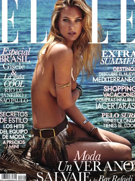 Bar Refaeli Covered Topless in Elle Spain June 2014