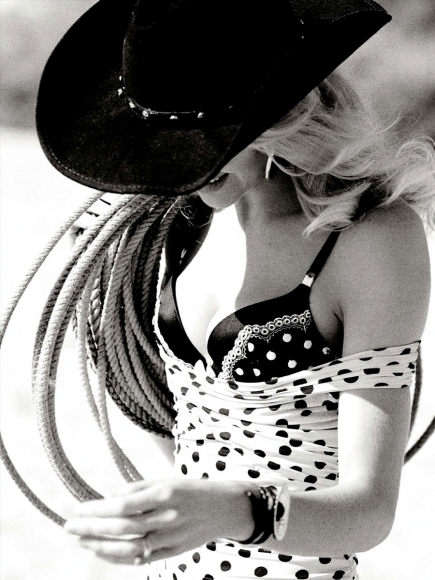 Candice Swanepoel Topless Cowgirl for Vogue Germany with Edita Vilkeviciute