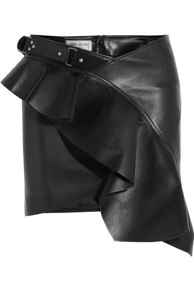 SAINT LAURENT Ruffled asymmetric leather mini skirt£2,565 netaporter.com